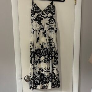 Floral Black and White Women's Dress